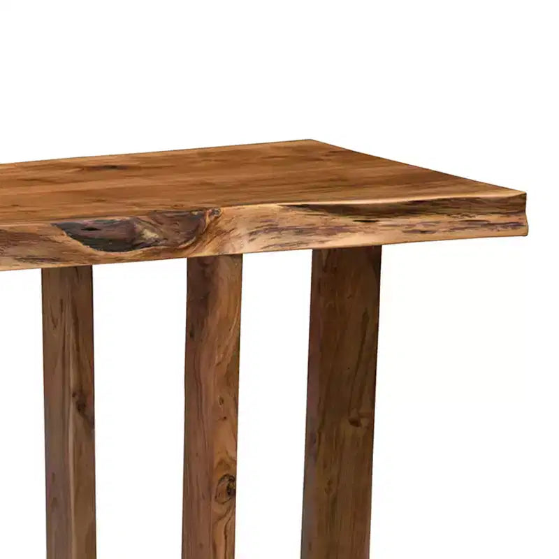 Consolle multimediale Berkshire in legno massello di acacia con bordo naturale – Componenti in acciaio, 122 cm