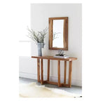 Consolle multimediale Berkshire in legno massello di acacia con bordo naturale – Componenti in acciaio, 122 cm