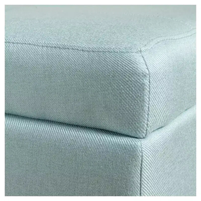 Panca Contenitore London in Tessuto – Trapuntata Azzurro Chiaro, Coperchio Incernierato, 129 cm