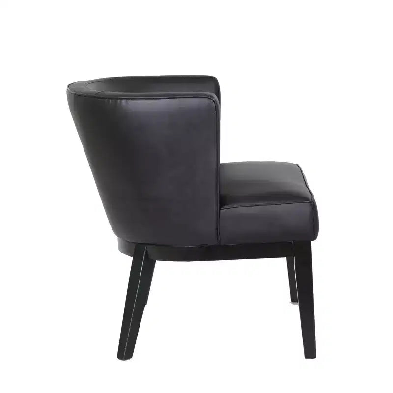 Accent Chair – Black Vinyl Upholstered, Padded Seat, Wood Legs, 275 lb Cap