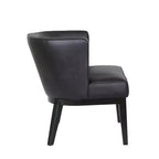 Accent Chair – Black Vinyl Upholstered, Padded Seat, Wood Legs, 275 lb Cap