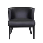 Accent Chair – Black Vinyl Upholstered, Padded Seat, Wood Legs, 275 lb Cap