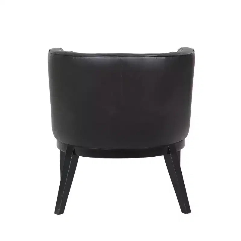Accent Chair – Black Vinyl Upholstered, Padded Seat, Wood Legs, 275 lb Cap