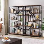 Libreria Etagere a 5 ripiani da 68,89" – Design geometrico a mezza luna, Marrone e Nero
