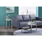 Round Glass Coffee Table – Chrome Finish, 3-Leg Base, 37" Long
