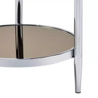 Round Glass Coffee Table – Chrome Finish, 3-Leg Base, 37" Long