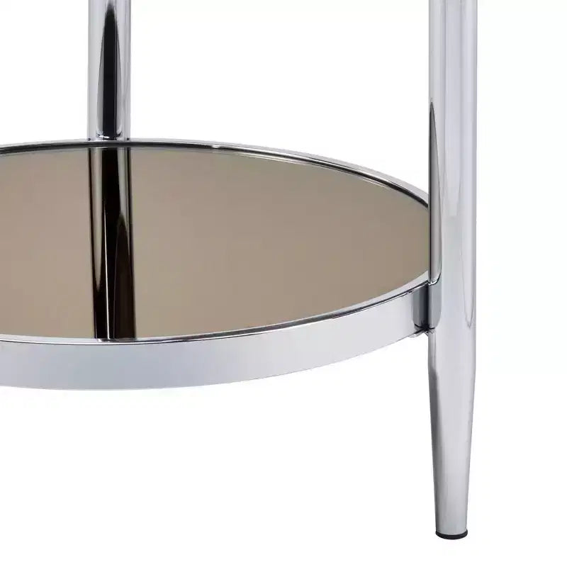 Round Glass Coffee Table – Chrome Finish, 3-Leg Base, 37" Long