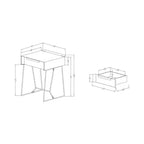 Modern Side Table Blue – 1-Drawer Geometric Metal Base, 22.88" High