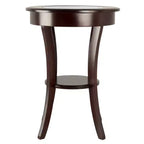 Round Glass-Top Accent Table – Cappuccino, Flared Legs, 27" Height
