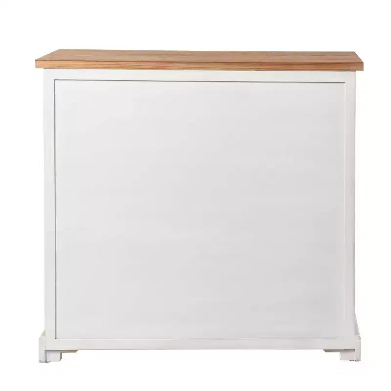 Vetrinetta Shabby Chic – Bianco Antico, 3 Ante in Vetro e 2 Cassetti