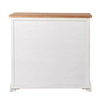 Vetrinetta Shabby Chic – Bianco Antico, 3 Ante in Vetro e 2 Cassetti