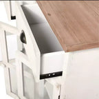 Vetrinetta Shabby Chic – Bianco Antico, 3 Ante in Vetro e 2 Cassetti