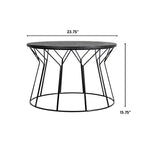 Round Coffee Table – Noir Black, Geometric Metal Base, MDF Top