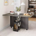 Mesa de comedor plegable para cocina, mesa de comedor que ahorra espacio, mesa de cocina extensible con ala abatible y 6 ruedas para espacios pequeños