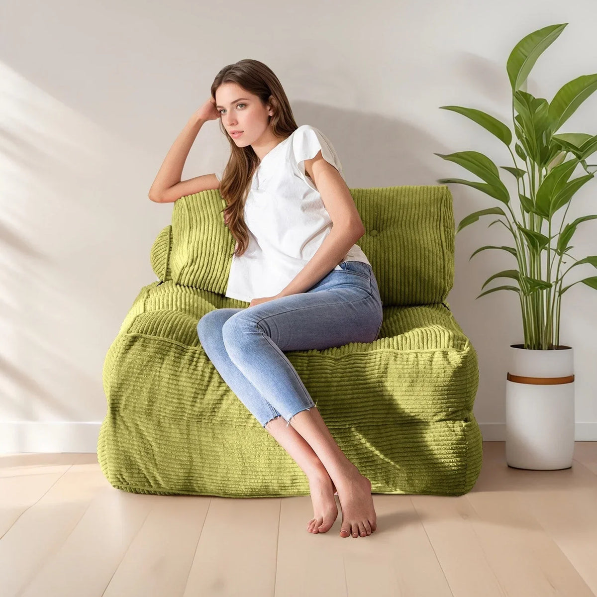 8 Cord-Sofa zum Zusammenklappen, Schlafsofa, Einzel