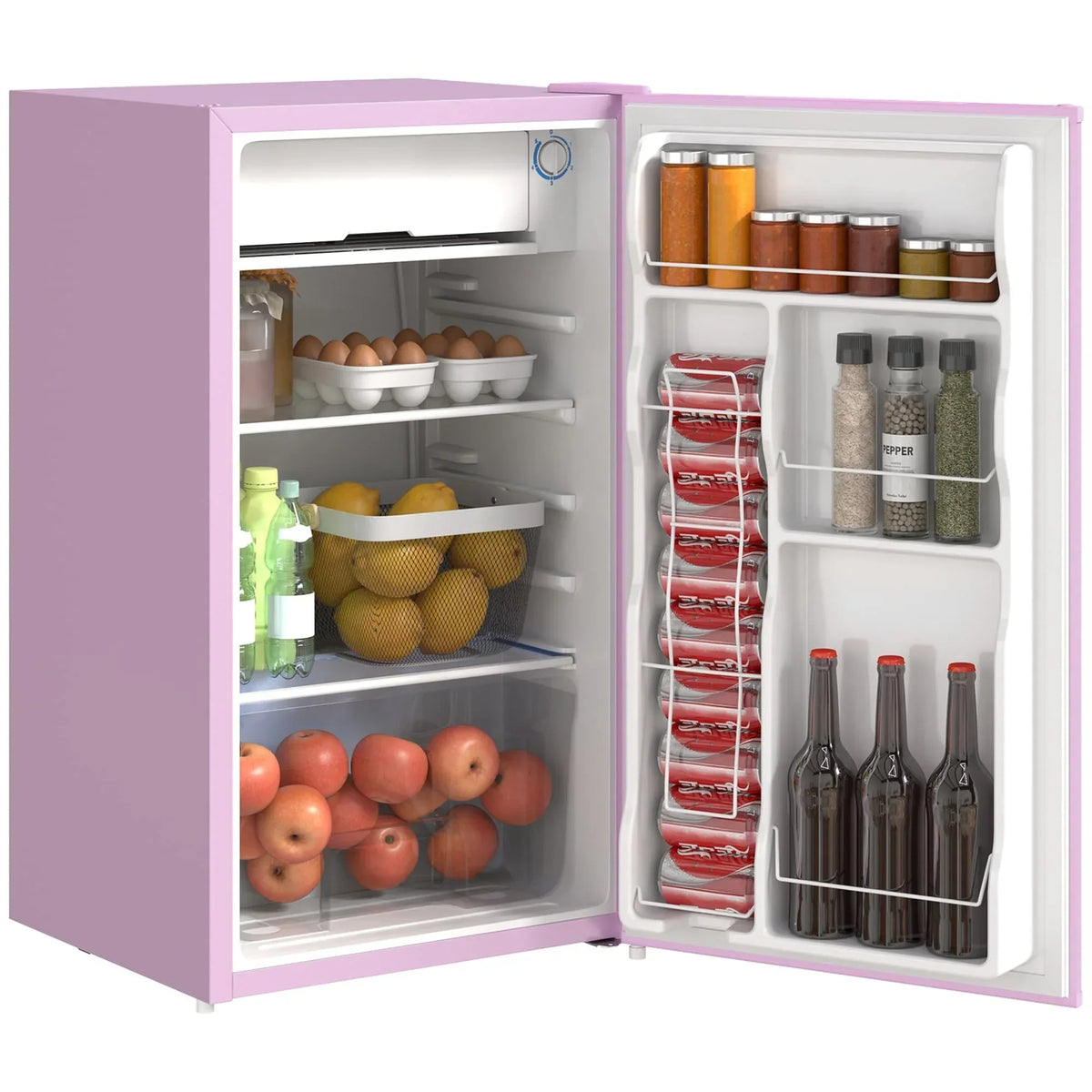 Mini-koelkast van 3,2 kubieke voet met vriezer, compacte koelkast met één deur en instelbare thermostaat voor de slaapkamer