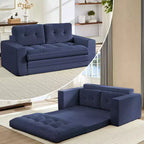 Mjkone 71' 2-in-1 slaapbank, opvouwbare loveseat met geribde stof en knopen, ruimtebesparend