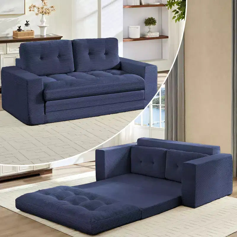 Mjkone 71-Zoll-2-in-1-Schlafsofa, klappbares Sofa aus Kordstoff mit Knopfheftung, Loveseat-Schlafsofa, platzsparend