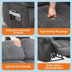 Sillón reclinable manual de tela transpirable y ergonómica con bolsillos laterales, sofá individual, adecuado para la sala de estar o el dormitorio