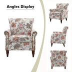 Araceli traditionele houten bloemenfauteuil met bekleding, hoge rugleuning en sierspijkerrand| ART OF LIVING DESIGNS