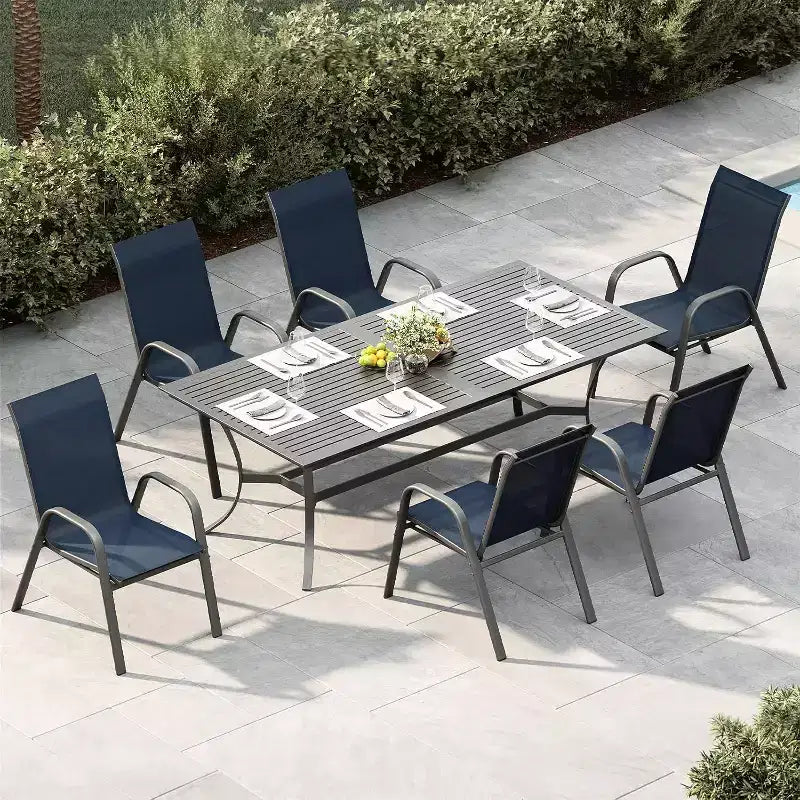 Sillas de patio, juego de 4/6 sillas de comedor apilables para exteriores, ligeras y resistentes a todo tipo de clima, de textileno, con reposabrazos, para jardín y zona de piscina
