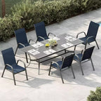 Sillas de patio, juego de 4/6 sillas de comedor apilables para exteriores, ligeras y resistentes a todo tipo de clima, de textileno, con reposabrazos, para jardín y zona de piscina