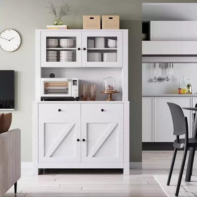 Keukenkast met voorraadruimte en magnetronstandaard, buffetkast met verstelbare planken voor de keuken en eetkamer