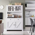 Keukenkast met voorraadruimte en magnetronstandaard, buffetkast met verstelbare planken voor de keuken en eetkamer