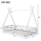 Letto a pavimento per bambini, letti a tenda singoli, letto Montessori a pavimento con doghe e sponde, struttura letto a casetta in legno per bambini e bambine