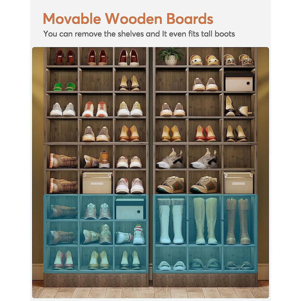 Meuble à chaussures haut pour 30 paires, étagère de rangement blanche en bois à 10 niveaux pour placard et entrée – 10 niveaux