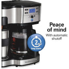 12-Tassen-Kaffeemaschine mit zwei Brühfunktionen und Einzelportionen, Glaskanne, automatische Pause und Ausgießfunktion, Schwarz