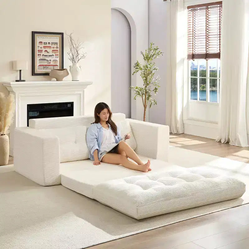 Mjkone 71-Zoll-2-in-1-Schlafsofa, klappbares Sofa aus Kordstoff mit Knopfheftung, Loveseat-Schlafsofa, platzsparend