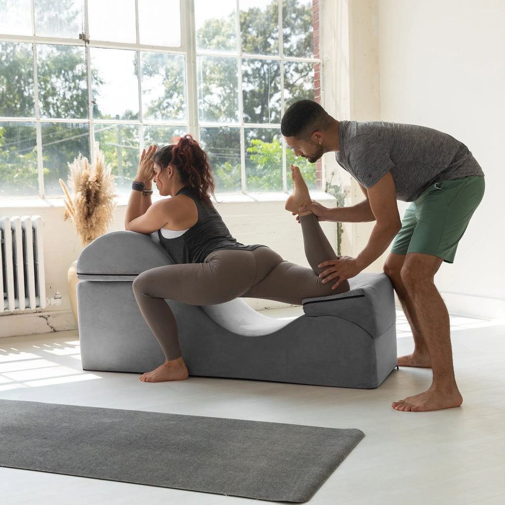 Chaise longue convertibile Avana Kami / poltrona per yoga e massaggi - pouf 2-in-1 con poltrona lounge da yoga ripiegabile estraibile nascosta, microvelluto - N/A