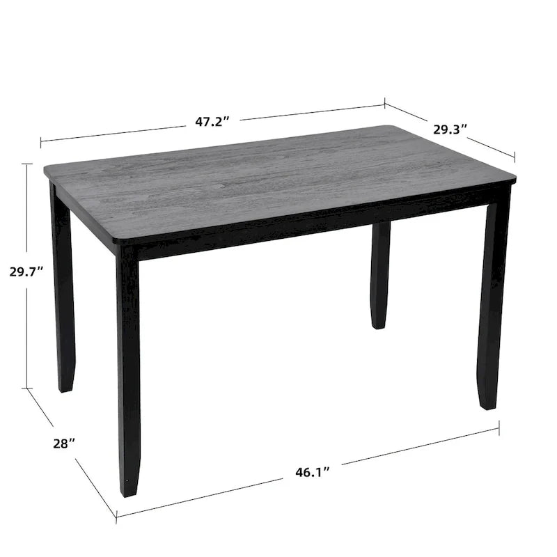 5-teiliges Esszimmerset aus Massivholz, 47L (1 Tisch + 4 Stühle mit Sprossenlehne)