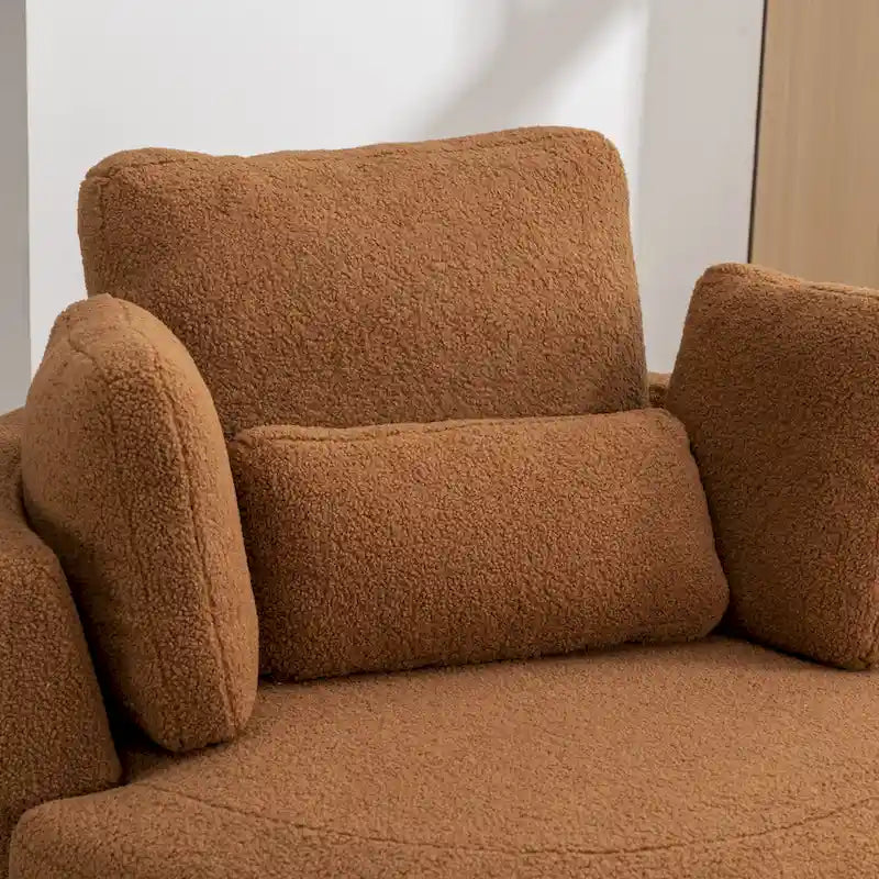 Sillón decorativo giratorio tapizado de 42.3W con 4 cojines y otomana de almacenamiento en forma de media luna