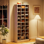 Meuble à chaussures haut pour 30 paires, étagère de rangement blanche en bois à 10 niveaux pour placard et entrée – 10 niveaux