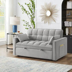 Divano letto loveseat 4 in 1 con braccioli e tasche portaoggetti, divano letto estraibile trapuntato multifunzione con schienale regolabile