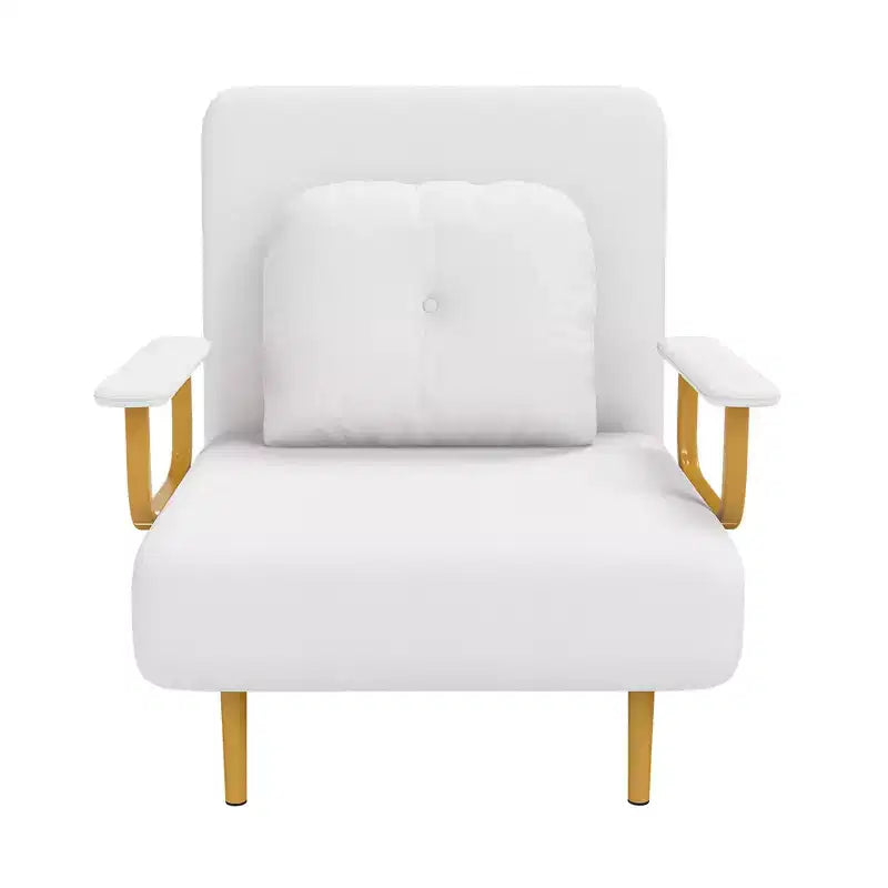 Divano letto pieghevole 3-in-1, poltrona trasformabile con schienale regolabile in 5 posizioni e cuscino, letto salvaspazio per soggiorno, camera da letto e ufficio (bianco)