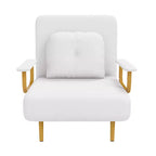 Divano letto pieghevole 3-in-1, poltrona trasformabile con schienale regolabile in 5 posizioni e cuscino, letto salvaspazio per soggiorno, camera da letto e ufficio (bianco)