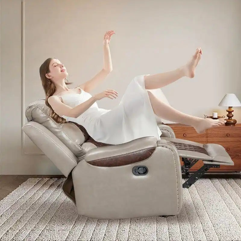 Poltrona reclinabile di grandi dimensioni in finta pelle, design americano, per il soggiorno