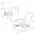 Verstellbarer Relaxsessel für die Terrasse, Lounge-Sofa mit Kissen - 38 (T) x 26.5 (B) x 38.5 (H) ZOLL
