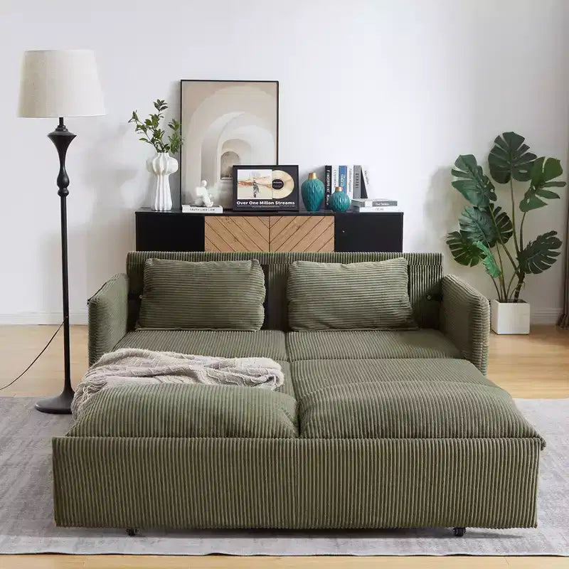 Divano letto in velluto a coste convertibile 3-in-1 da 64,5 con letto estraibile