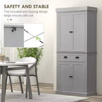 Credenza dispensa da cucina da 71 con luci LED, 6 ripiani sulle ante, un cassetto e 4 ripiani regolabili