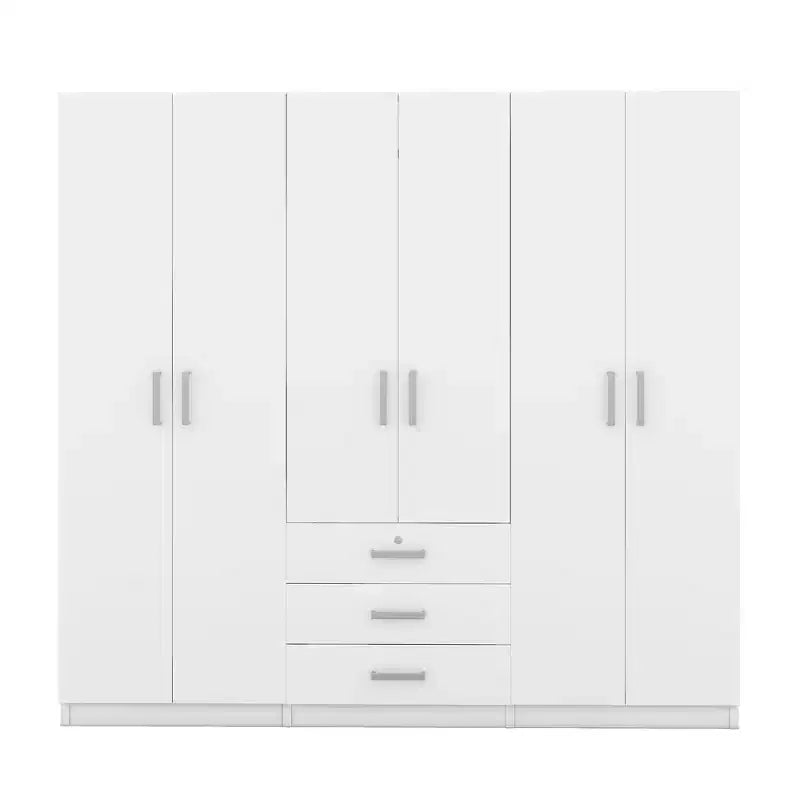 Armario de madera de 6 puertas con cajones para dormitorio