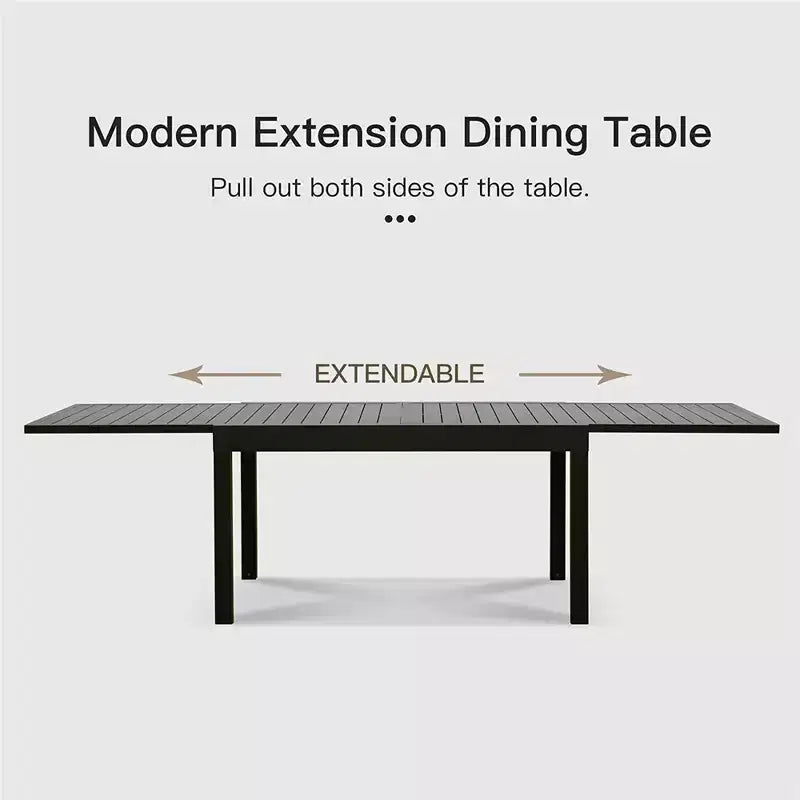 Okak aluminium eettafel voor patio, uitschuifbare tafel voor eetkamer en keuken