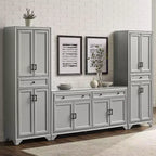 3-teiliges Tara-Sideboard- und Vorratsschrank-Set im Used-Look – Crosley