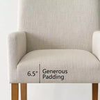 6er-Set gepolsterte Esszimmerstühle mit Armlehnen, moderne Leinen-Sessel mit Holzbeinen, Akzentstühle für Esszimmer und Wohnzimmer – Panipeachy