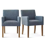 6er-Set gepolsterte Esszimmerstühle mit Armlehnen, moderne Leinen-Sessel mit Holzbeinen, Akzentstühle für Esszimmer und Wohnzimmer – Panipeachy