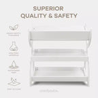 Comfy Cubs commode voor baby's - stevige houten constructie, tijdloze uitstraling met twee open planken voor babybenodigdheden