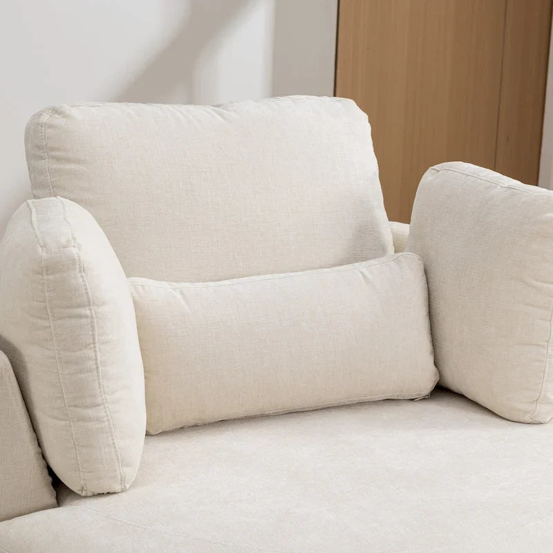 Sillón decorativo giratorio tapizado de 42.3W con 4 cojines y otomana de almacenamiento en forma de media luna
